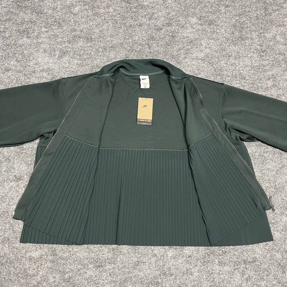 Nike Jacket Womens Large Green Pleated Mixed Media Pleated Bomber Oversized - Picture 4 of 13
